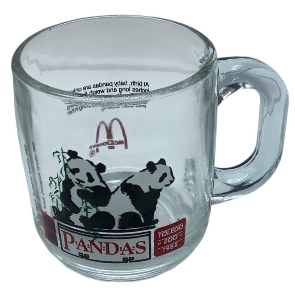 Vtg McDonalds 1988 Toledo Zoo Panda Bear Glass Mug Cup